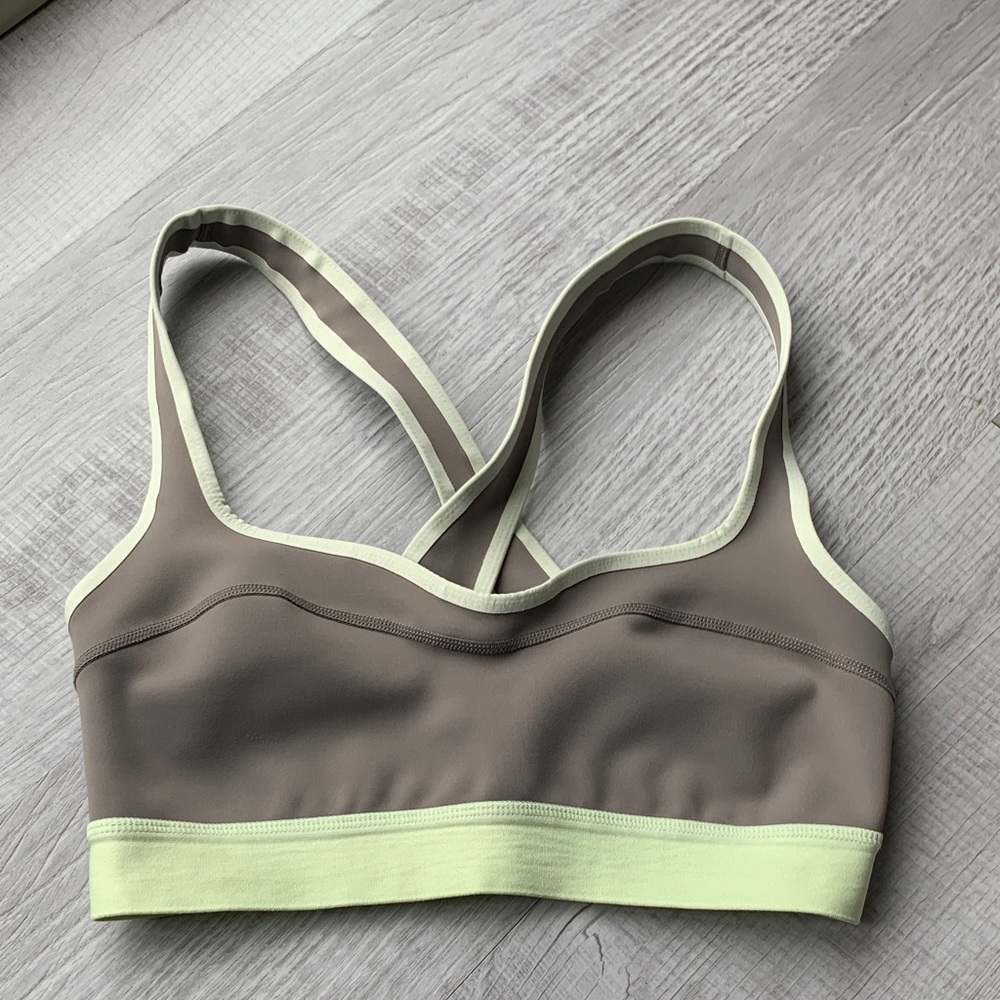 Free People Grey and Lime 🍋‍🟩 Sports Bra, size S.